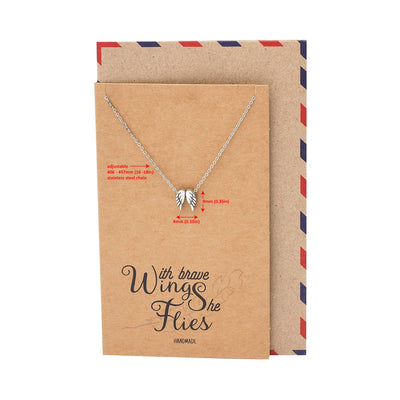 Afriel Angel Wing Necklace, Graduation Gifts with Greeting Card, Gifts for Her