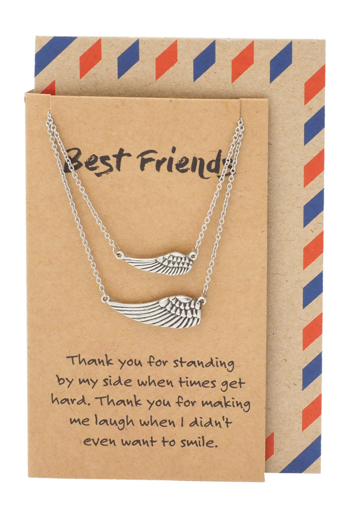 Kinsley Best Friend Necklaces for Women with Angel Wing Pendant