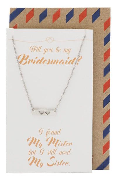 Juliet Two Hearts Bar Necklace for Bridesmaid