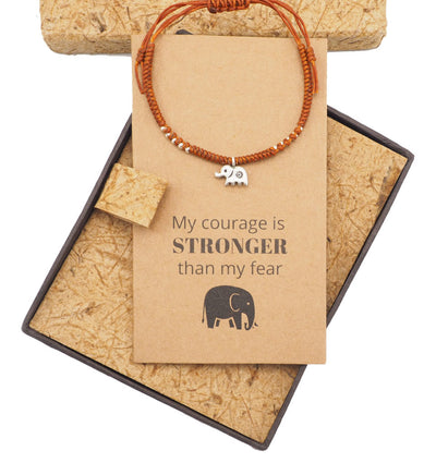 Wattana Lucky Elephant Courage Bracelet with Inspirational Quote Greeting Card