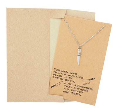 Drew Gifts for Mom Knife Necklace Women's Day Quotes on Greeting Card