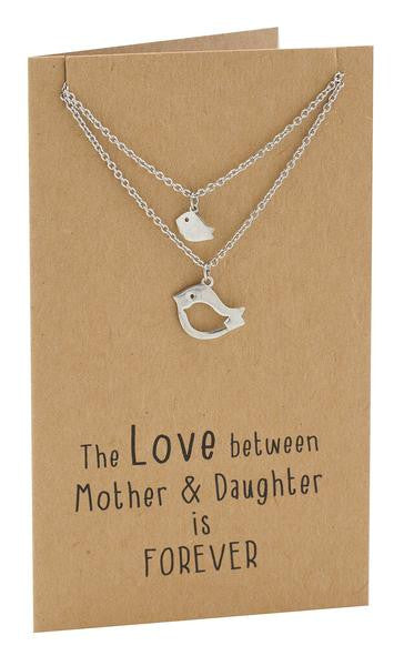Arielle Mother Daughter Necklace with Bird Pendant