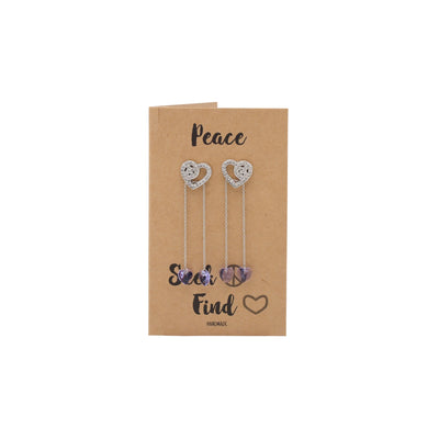 Dailyn Heart and Peace Sign Pendant Stud Earrings with Drop, Gifts for Women, Inspirational Quote Greeting Card
