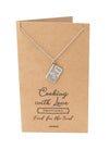 Dahlia Cookbook Pendant Necklace with Quote Card, Gifts for Master Chef Cooks & Bakers