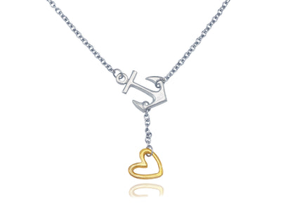 Hope Heart Lariat Anchor Necklace, Christian Jewelry, Sympathy Gifts