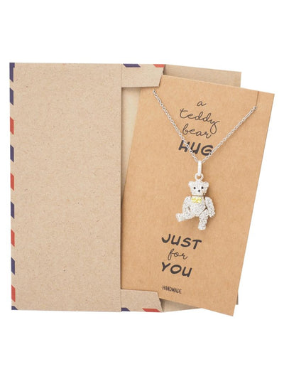 Vada Teddy Bear Pendant Necklace with Inspirational Greeting Card