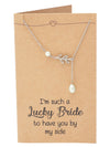Trina Bridesmaid Gifts Leaf Pearl Pendant Lariat Necklace