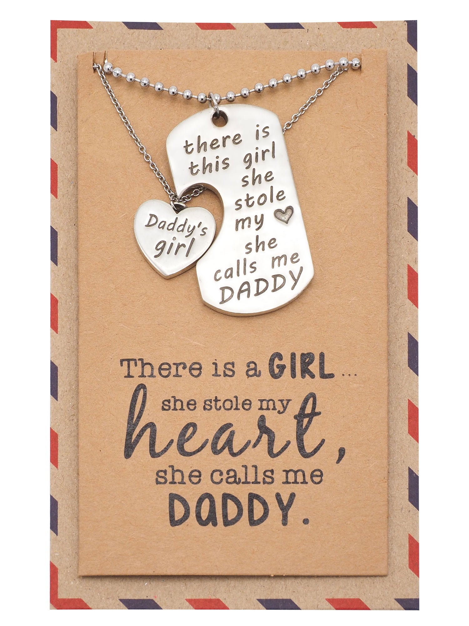 Liam Father's Day Card Father Daughter Personalized Engraved Necklaces
