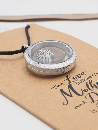 Eurika Locket Necklace with Mother Daughter Birds and Tree Charms and Greeting Card