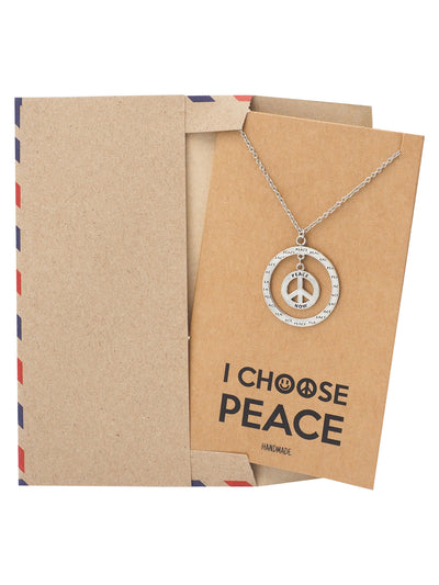 Bryll Peace in Circle Pendant Necklace Inspirational Jewelry