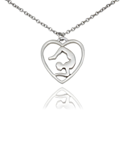 Quinn Yoga Pose and Heart Pendant Necklace, Yoga Jewelry Gifts