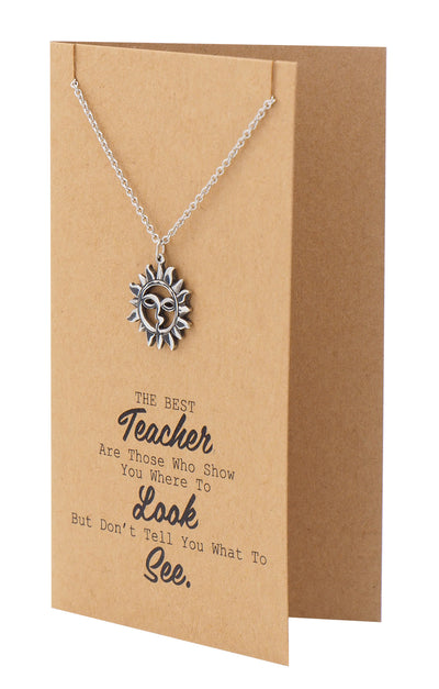 Brandi Teacher Quotes Gifts Sun Necklace and Thank You Cards