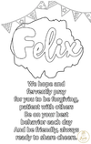 Baby and Kids Name Poems Printables - Felix