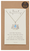 Joyfulle Aurora Lotus Flower with Opal Pendant Necklace, Handmade Gifts with Inspirational Quotes on Greeting Card