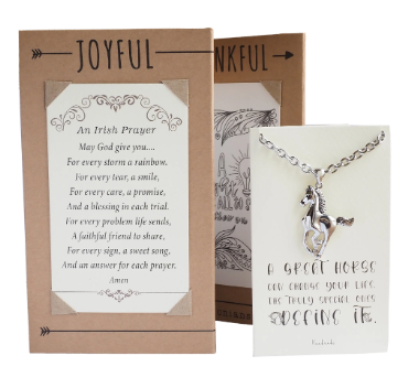 Joyfulle Brilynn Horse Pendant Necklace, Gifts for Women with Inspirational Greeting Card, Adjustable Chain 16" to 18"