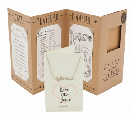 Joyfulle Sarah Cross Love ECG Pendant Necklace, Handmade Gifts for Women with Inspirational Greeting Card