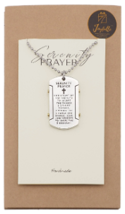 Joyfulle Simon Serenity Prayer Dog Tag Pendant Necklace, Gifts for Women with Inspirational Quote on Greeting Card