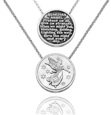 Joyfulle Uriel Guardian Angel Coin Pendant Necklace, Handmade Gifts for Women, Religious Jewelry with Prayer Greeting Card