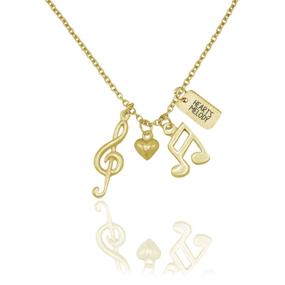 Mara Music Note Necklace, Gifts for Music Lovers, Music Jewelry, Rhodium or Gold Plated