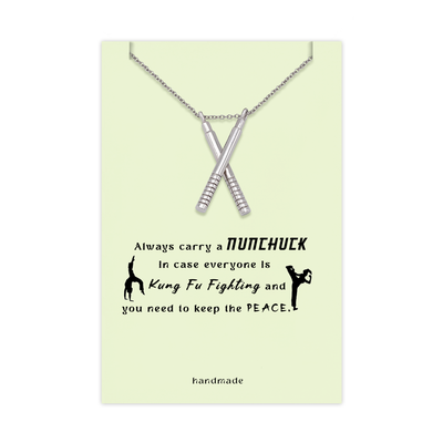 Bruce Nunchuck Pendant Necklace, Gifts for Women with Greeting Card