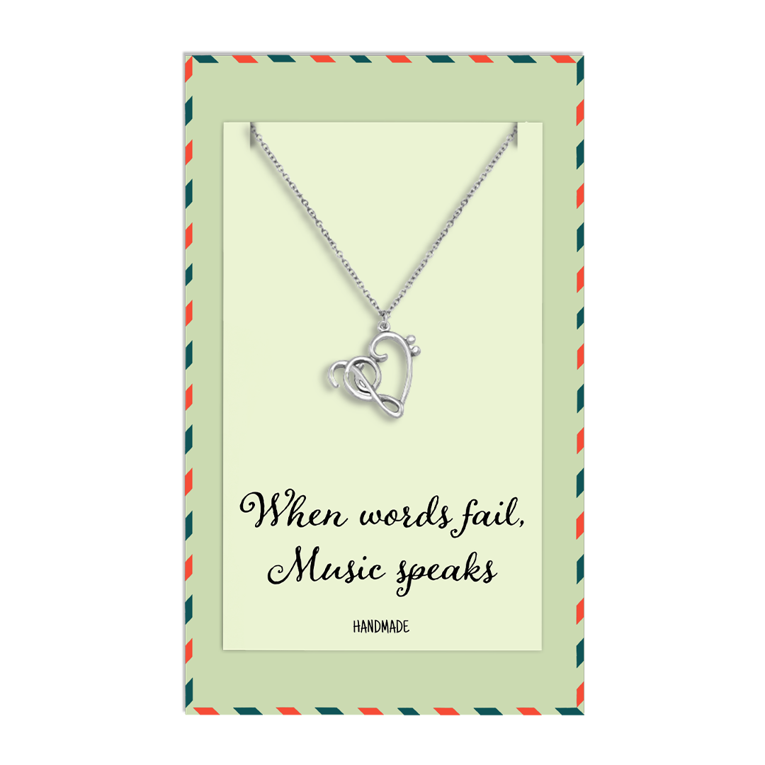 Vivienne Treble Heart Pendant Necklace Gifts for Music Lovers, Music Jewelry