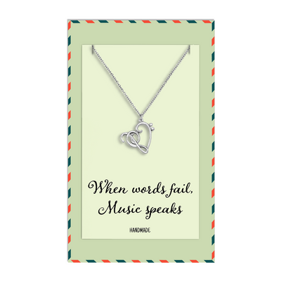 Vivienne Treble Heart Pendant Necklace Gifts for Music Lovers, Music Jewelry