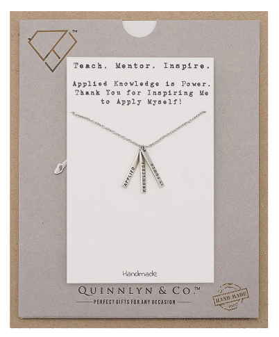 Quinnlyn & Co. 3 Bars Pendant Necklace, Teacher's Day Appreciation Gifts with Inspirational Quote on Greeting Card