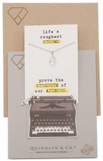Quinnlyn & Co. Anchor Pendant Necklace, Gifts for Women with Inspirational Quote on Greeting Card