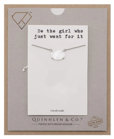 Quinnlyn & Co. Birthstone Necklace with Lab-Created Opal Pendant, Birthday Gifts for Women with Inspirational Quote on Greeting Card