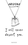 Quinnlyn & Co. Cactus in Arizona State with Swarovzki Crystal Pendant Necklace with Inspirational Quote on Greeting Card