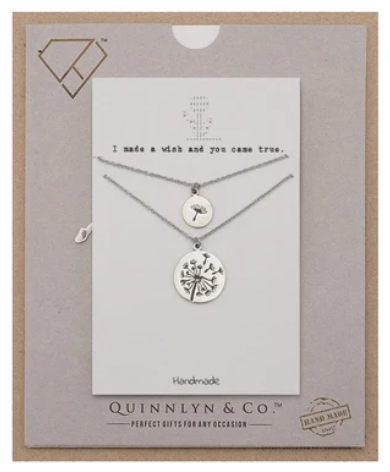 Quinnlyn & Co. Dandelion Pendant Necklace, Birthday Gifts for Women with Inspirational Quote on Greeting Card, Set of 2