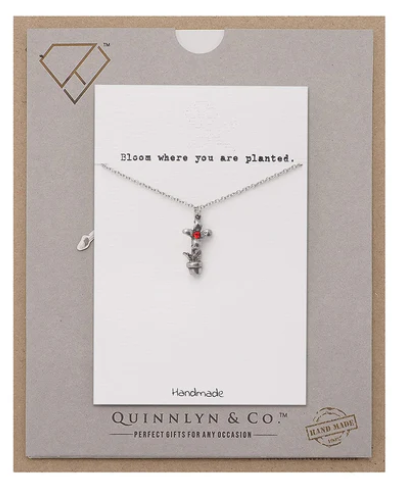 Quinnlyn & Co. Flower Pendant Necklace, Handmade Gifts for Women with Inspirational Quote on Greeting Card