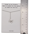 Quinnlyn & Co. Hanging Spiderman Pendant Necklace, Gifts for Women with Inspirational Quote on Greeting Card