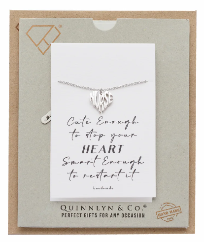 Quinnlyn & Co. Heart Pendant Necklace, Nurse Gifts for Women with Greeting Card