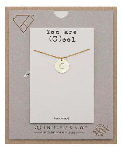 Quinnlyn & Co. Initial D on Circle Plate Pendant Necklace, Letter Necklace, Birthday Gifts for Women …