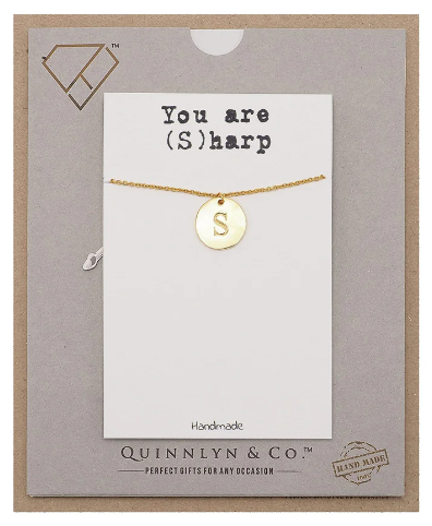 Quinnlyn & Co. Initial S on Circle Plate Pendant Necklace, Letter Necklace, Birthday Gifts for Women …