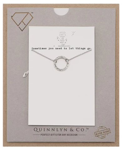 Quinnlyn & Co. Karma Pendant Necklace, Handmade Gifts for Women with Inspirational Quote on Greeting Card