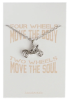 Quinnlyn & Co. Motorcycle Pendant Necklace for Women, Motivational Gifts Graduation Jewelry with Greeting Card, Silver Tone