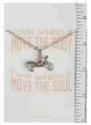 Quinnlyn & Co. Motorcycle Pendant Necklace for Women, Motivational Gifts Graduation Jewelry with Greeting Card, Silver Tone