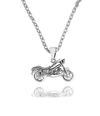 Quinnlyn & Co. Motorcycle Pendant Necklace for Women, Motivational Gifts Graduation Jewelry with Greeting Card, Silver Tone