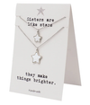 Quinnlyn & Co. Sisters 2 Stars Pendant Set of 2 Necklaces, Handmade Gifts for Women with Inspirational Quote on Greeting Card