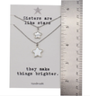 Quinnlyn & Co. Sisters 2 Stars Pendant Set of 2 Necklaces, Handmade Gifts for Women with Inspirational Quote on Greeting Card