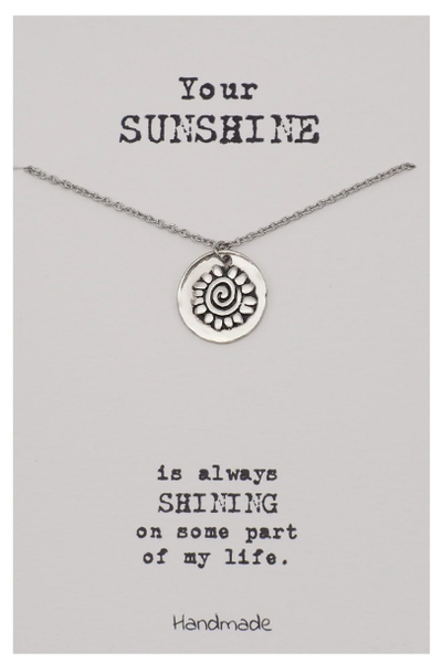 Quinnlyn & Co. Sun Pendant Necklace, Handmade Gifts for Women with Inspirational Quote on Greeting Card