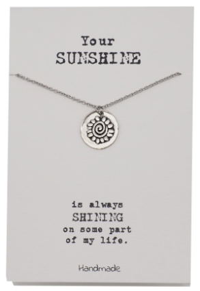 Quinnlyn & Co. Sun Pendant Necklace, Handmade Gifts for Women with Inspirational Quote on Greeting Card