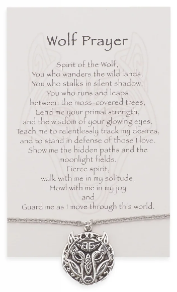 Quinnlyn & Co. Wolf of Odin Pendant Necklace, Handmade Gifts for Women with Inspirational Quote on Greeting Card