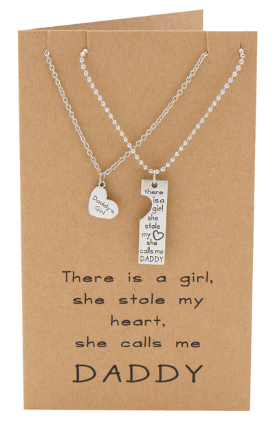 Noah Father's Day Card Father Daughter Personalized Engraved Necklaces