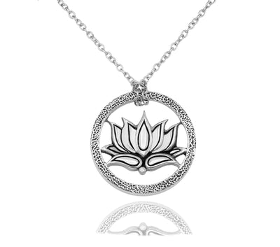 Gabrielle Om Lotus Pendant Necklace, Gifts for Yoga Lover