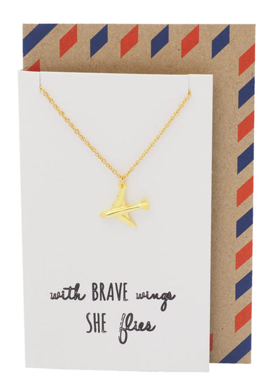 Janice She's Brave Necklace with Airplane Pendant
