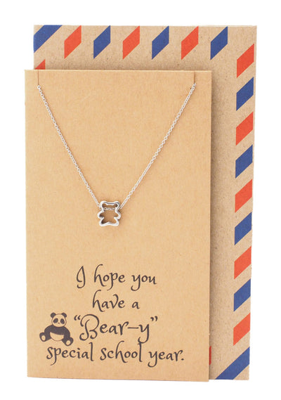 Madison Back to School Necklace with a Cute Bear pendant