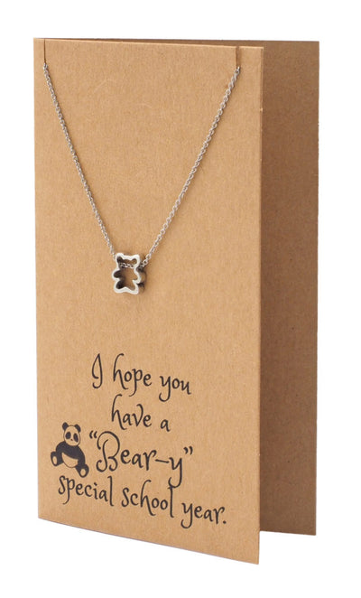 Madison Back to School Necklace with a Cute Bear pendant